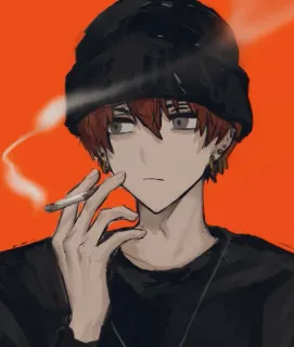 🚬 sigaretta, anime, fumare, ragazzo, arte digitale telegram sticker
