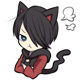 😏 cat, anime, cartoon, angry, character, kawaii telegram sticker