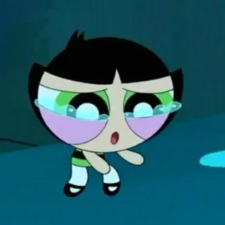 🍭 Buttercup Powerpuff Girls bellota, powerpuff girls, dibujos animados, triste, llorando, personaje telegram sticker