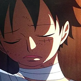 🔥 Monkey D. Luffy One Piece Anime, Monkey D. Luffy, One Piece, Bandagens, Triste telegram sticker