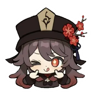 🖤 Hu Tao Genshin Impact Anime, Videospiel, Mädchen, Süß, Chibi telegram sticker