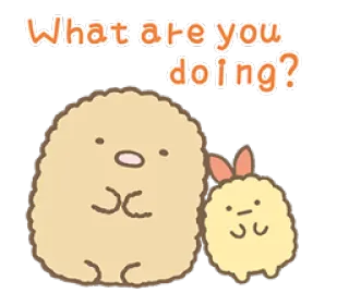 ❓ What are you doing? sumikko gurashi, carino, domanda, facendo, amici whatsapp sticker