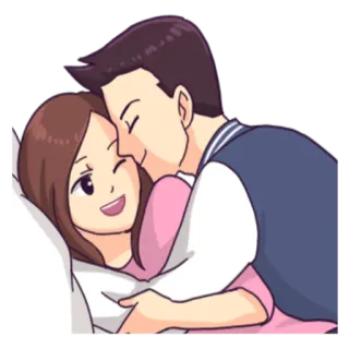 😋 couple, love, affection, cartoon, happy telegram sticker