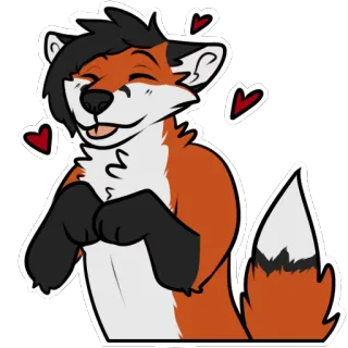 ☺️ fox, animal, cute, cartoon, love, hearts telegram sticker
