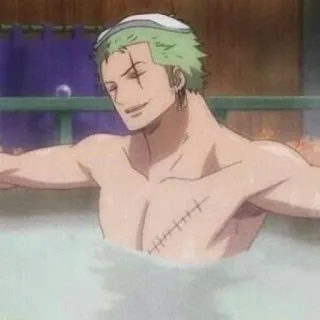 💚 Zoro One Piece anime, one piece, zoro, bath telegram sticker