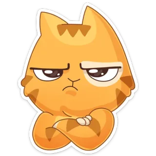 😕 猫, 生气, 卡通, 可爱, 橙色, 贴纸 telegram sticker