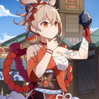 🎆 Yoimiya Genshin Impact Anime, Videojuego, Yoimiya, Genshin Impact, Personaje, Mujer whatsapp sticker