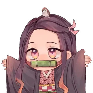 😊 Nezuko Kamado Demon Slayer 애니메이션, 귀멸의 칼날, 네즈코, 귀여운, 치비, 카와이 telegram sticker