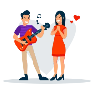 ❤️ amore, musica, chitarra, coppia, romance, canzone telegram sticker