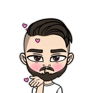 😘 hoạt hình, đàn ông, trái tim, tình yêu, tán tỉnh, chân dung, nghệ thuật kỹ thuật số telegram sticker