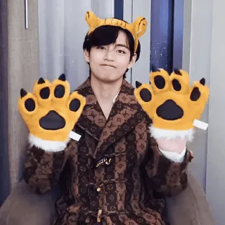🐯 V Kpop, Chanteur, Idole, Tigre, Taehyung, BTS telegram sticker