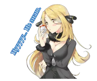 🤔 Cynthia Pokémon Нуууу... Не знаю. Синтия, Покемон, Аниме, девушка, персонаж, неуверенный telegram sticker