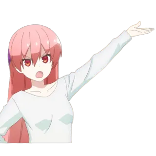 ☝️ Anime, Cô gái, Tóc hồng, Nhân vật, Hoạt hình, Manga telegram sticker