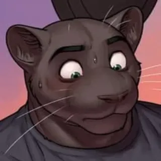 😓 furry, anthropomorphic, panther, cat, animal, cartoon whatsapp sticker