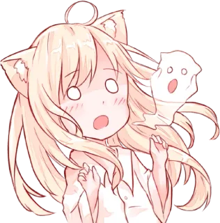 😱 Anime, Kawaii, Katzenmädchen, Süß, Schockiert, Geist telegram sticker
