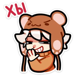 😅 Хы anime, character, bear hat, smirking telegram sticker