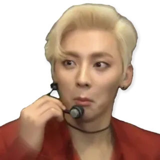 😲 K-pop, cantante, cara graciosa, pelo rubio, expresión whatsapp sticker