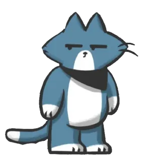 😒 gato, animal, dibujo animado, pegatina, azul telegram sticker