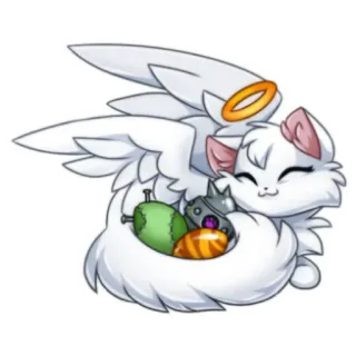 ☺️ кот, ангел, крылья, милый, нимб, питомец telegram sticker