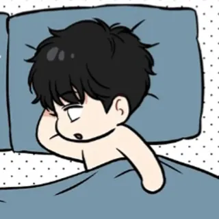 🖤 Cartone animato, Dormire, Letto, Anime, Carino, Chibi telegram sticker