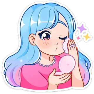 💅 dziewczyna, piękno, makijaż, kreskówka, słodkie, kosmetyki telegram sticker