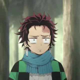 ⚔ Tanjiro Kamado Demon Slayer Anime, Demon Slayer, Manga, Tanjiro, Grappig, Bang, Gezicht telegram sticker