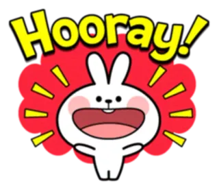 😃 Hooray! Hase, glücklich, Feier, Freude, niedlich telegram sticker