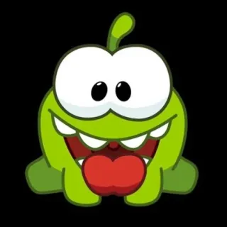 😃 Om Nom Cut the Rope game, monster, green, cute, cartoon telegram sticker