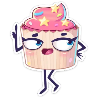 😉 纸杯蛋糕, 卡通, 食物, 甜的, 甜点, 角色 telegram sticker