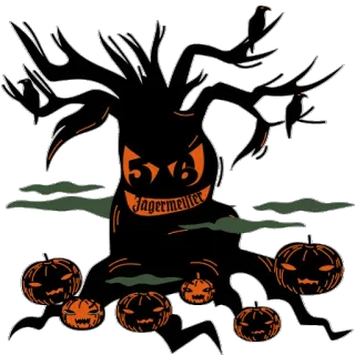 😱 5x3 Jägermeister tree, halloween, pumpkins, jager, jagermeister whatsapp sticker