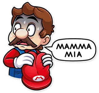 😨 Mario MAMMA MIA Mario, Nintendo, Mamma Mia, Video game, Desenho animado telegram sticker