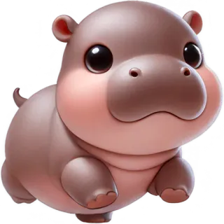 ☺️ hipopótamo, animal, fofo, desenho animado, kawaii, hipo telegram sticker