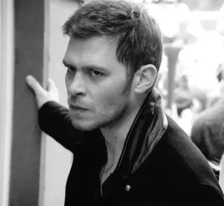 😐 Klaus Mikaelson The Vampire Diaries man, tv show, drama, actor, black and white, portrait telegram sticker