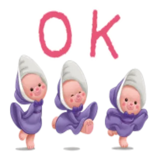 👌 OK bambino, OK, carino, maiale, viola telegram sticker