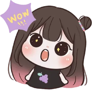 🌈 WOW !!! słodkie, kreskówka, zaskoczony, wow, wykrzyknik, dziewczyna, anime, manga telegram sticker