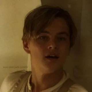 😐 Jack Dawson Titanic rose-and-jack.tumblr leonardo dicaprio, titanic, film, jack dawson, romans, dramat telegram sticker