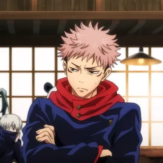 ➿ Yuji Itadori Jujutsu Kaisen Anime, Jujutsu Kaisen, Yuji Itadori, Hechicero, Manga, Maldición, Uniforme escolar telegram sticker