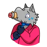 😓 животное, кабан, костюм, мультфильм, галстук whatsapp sticker