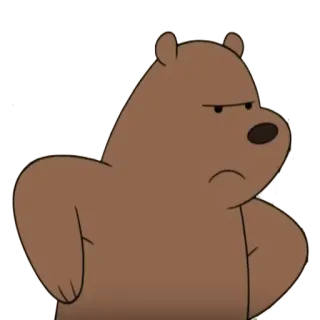 😠 Grizzly Bear We Bare Bears Гризз, Медведь, Мультфильм, Вся правда о медведях, Злой, Cartoon Network whatsapp sticker