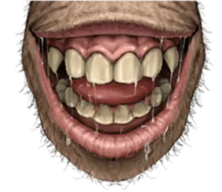 🐵 mulut, gigi, menyeramkan, wajah, hewan, menakutkan, taring, grotesk telegram sticker