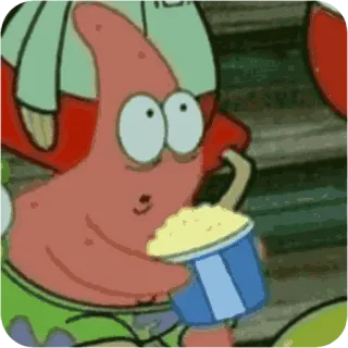 😴 Patrick Star Spongebob Squarepants patrick star, spongebob, watching, popcorn, funny, cartoon, tv whatsapp sticker