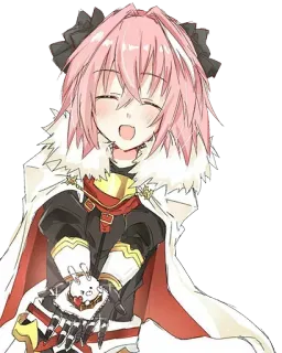 😂 Astolfo Anime, Mignon, Kawaii, Cheveux roses, Souriant telegram sticker