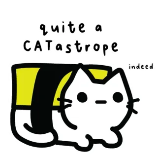 😅 quite a CATASTROPHE indeed cat, catastrophe, cute, funny, pun, animals telegram sticker