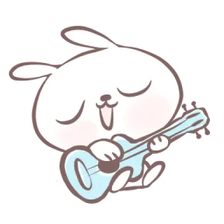 🎀 thỏ, thỏ con, hoạt hình, dễ thương, guitar, âm nhạc, động vật telegram sticker