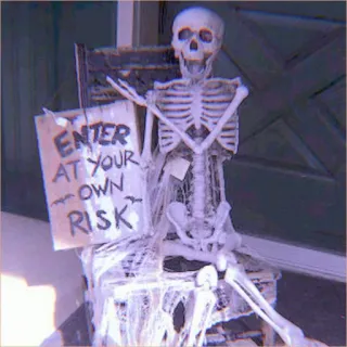 🦴 Enter at your own risk 骸骨, ハロウィン, 警告, 危険, 不気味 telegram sticker