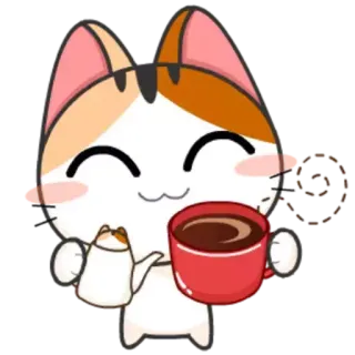 😄 猫, コーヒー, かわいい, 可愛い, お茶 telegram sticker