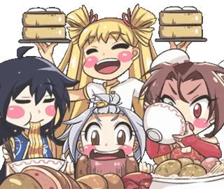 🎈 애니메이션, 음식, 귀여운, 먹방, 만두, 여자, 만화 telegram sticker