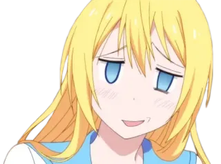 😏 chica anime, lindo, pelo rubio, cara de suficiencia, expresión, dibujos animados, personaje telegram sticker