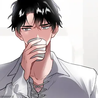 🌐 @HAWKS Anime, Homme, Café, T-shirt, Beau, Mâle, Boisson telegram sticker
