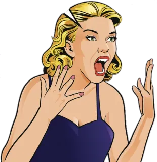 😵 femme, criant, dessin animé, blonde, expression, en colère telegram sticker